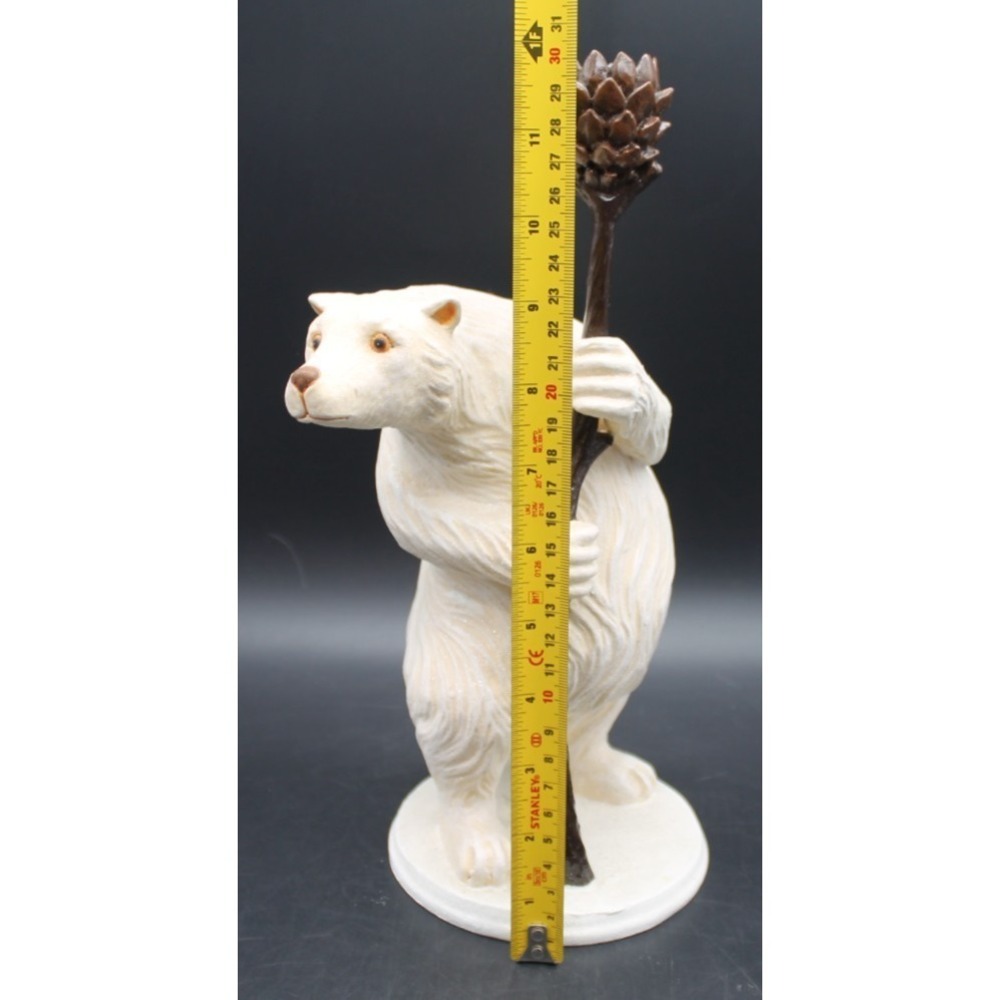 Department 56 Polar Bear Pinecone Candle Holder Figurine Winter Lodge Decor 12" - Picture 10 of 13